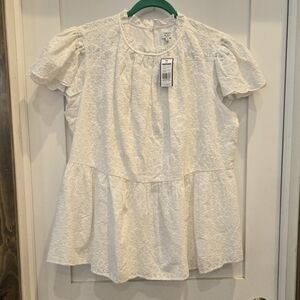 Crown & Ivy Eyelet Peplum Blouse